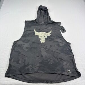 Under Armour Women’s Black & Gray Camo Sleeveless Hooded Tank with Bull Logo